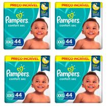 KIT 4 Fraldas Pampers Confort Sec Tamanho XXG Com 44 Unidades