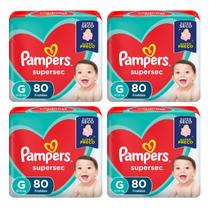 Kit 4 Fraldas Pampers Infantil Supersec G com 80 unidades