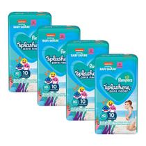 Kit 4 Fraldas Pampers para Água Splashers Baby Shark XG com 10un cada