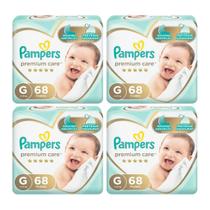 Kit 4 fraldas pampers premium g 68