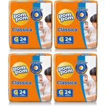 KIT 4 Fraldas Pom Pom Clássica Jumbo Tamanho G C/ 24 unidades