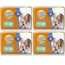 KIT 4 Fraldas Pom Pom Clássica Jumbo Tamanho XG C/ 20 unidades