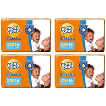 KIT 4 Fraldas Pom Pom Clássica Jumbo Tamanho XXG C/ 16 unidades