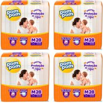 KIT 4 Fraldas Pom Pom Derma Protek Jumbo Tamanho M 28 unidades