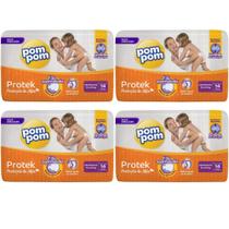KIT 4 Fraldas Pom Pom Protek Grandinhos 6 Pacotes c/ 14 unidades