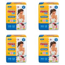 Kit 4 Fraldas Turma da Mônica Short Jumbinho Tamanho XG com 12 Unidades cada