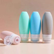 Kit 4 Frasco De Cosmetico 90ml Silicone Para Viagem Portatil Shampoo Creme Loção Sabonete