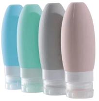 Kit 4 Frascos 90ml Silicone P/ Viagem Portatil Shampoo Creme