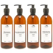 Kit 4 Frascos Âmbar Organizador Minimalista Recipiente 500ml