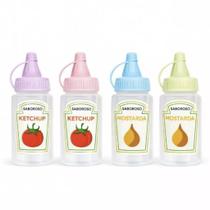 Kit 4 Frascos Bisnaga Para Ketchup Mostarda Molhos Colorido R7012 Kit 4 Frascos Bisnaga Para Ketchup Mostarda Molhos Colorido R7012