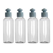 Kit 4 Frascos Tampa Push 240ml Viagem Shampoo Creme Sabonete
