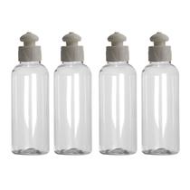 Kit 4 Frascos Tampa Push 240ml Viagem Shampoo Creme Sabonete