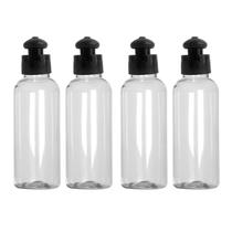 Kit 4 Frascos Tampa Push 240ml Viagem Shampoo Creme Sabonete