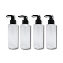 Kit 4 Frascos Tampa Válvula Pump 100ml Cilíndricos Viagem Sabonete Liquido Skincare Shampoo