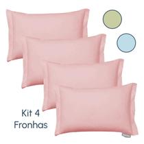 Kit 4 Fronhas 100% Algodão 180 Fios Capa de Travesseiro 50x70 cm Toque Suave Macio Alta Qualidade