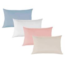 Kit 4 Fronhas Algodão Sortidas Lisa Crystal Teka