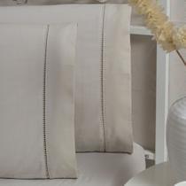 Kit 4 fronhas avulsas 100% algodão 200 fios bege - Shopping Home