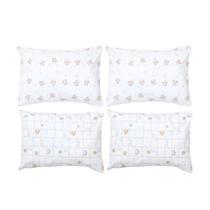 Kit 4 Fronhas Bebe Estampada 40cmx28cm Menina Menino Algodão Papi Baby