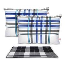 Kit 4 Fronhas Envelope para Travesseiro Estampadas Algodão Pol Floral Xadrez Kit 4 Fronhas Envelope para Travesseiro Estampadas Algodão Pol Floral Xadrez