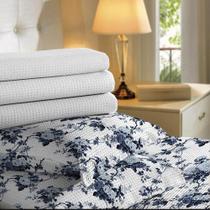 Kit 4 Fronhas Porta Travesseiro 50X70 Piquet Estampa Floral Kit 4 Fronhas Porta Travesseiro 50X70 Piquet Estampa Floral