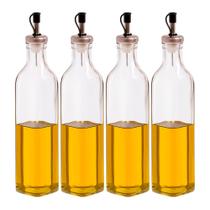 Kit 4 Galheteiro Garrafa para Azeite Vidro com Bico Dosador 530ml Haüskraft
