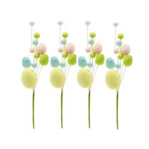 Kit 4 Galhos Mini Ovinhos Coloridos 25cm Decoração De Páscoa