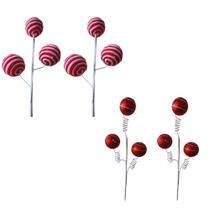 Kit 4 Galhos Natalinos Com 3 Bolas 49cm Cada. Kit 4 Galhos Natalinos Com 3 Bolas 49cm Cada.