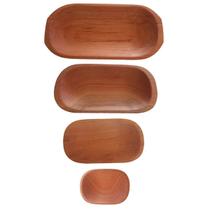 Kit 4 Gamela Artesanal Madeira Rústica Para Churrasco Petisco Carnes Peixes Decoração Presente Dia Dos Pais