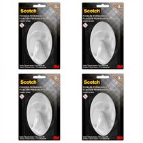 Kit 4 Gancho Adesivo Grande 3M Scotch Fixação Permanente Suporta até 3 kg