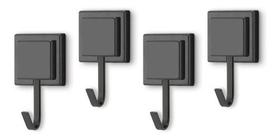 Kit 4 Gancho Cabide Suporte Porta Toalha de Rosto de Parede Banheiro 3M Sem Furo Preto Black Arthi