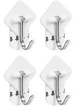 Kit 4 Ganchos Adesivo Multiuso Branco Pendurar Organizar 500g Ordene Kit 4 Ganchos Adesivo Multiuso Branco Pendurar Organizar 500g Ordene