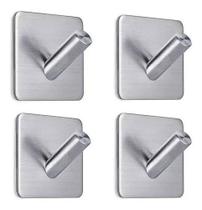 Kit 4 Ganchos Adesivo Parede Inox Pendurar Toalhas Roupas