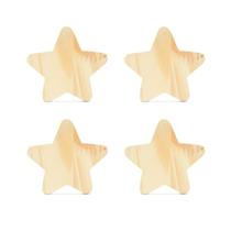 Kit 4 Ganchos Cabideiro de Madeira Pinus Pendurador Parede Formato Estrela Decorativo