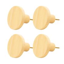 Kit 4 Ganchos de Madeira Pinus Cabideiro de Parede Redondo Bolsas Mochilas Casacos