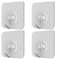 Kit 4 ganchos de Parede Adesivos Forte 3Kg Multiuso Inox