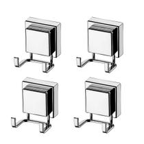 Kit 4 Ganchos Duplo com Ventosa Multiuso para Banheiro Lavanderia Cozinha Prata Future Kit 4 Ganchos Duplo com Ventosa Multiuso para Banheiro Lavanderia Cozinha Prata Future