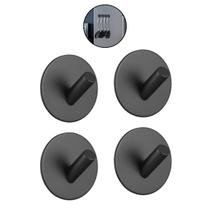 Kit 4 Ganchos Metal Preto Adesivo De Parede Suporta 1.5 kg