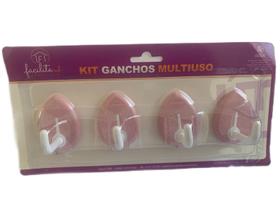 Kit 4 Ganchos Multiuso Auto-adesivos Decoração Praticidade 4x7cm - GAN-74