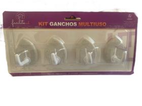 Kit 4 Ganchos Multiuso Auto-adesivos Decoração Praticidade 4x7cm - GAN-74