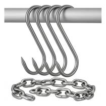Kit 4 Ganchos S Aço Galvanizado Churrasco E Corrente 55cm
