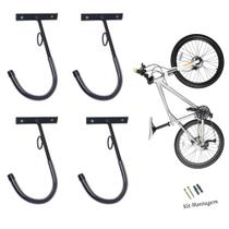 Kit 4 Ganchos Suporte para Pendurar Bicicleta na Parede