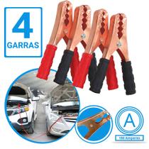 Kit 4 Garra Jacaré Para Bateria Conector Eletrico Clip Chupeta 100A Vermelho/Preto Carregador Veicular