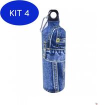 Kit 4 Garrafa Alumínio Jeans Mileno