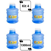 Kit 4 Garrafa de Agua Para Geladeira 1,3L Modelo Galão Com Tampa Clic Galaozinho 1300ml Colorida Livre de BPA Arcaplast