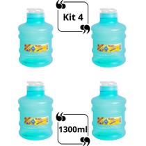 Kit 4 Garrafa de Agua Para Geladeira 1,3L Modelo Galão Com Tampa Clic Galaozinho 1300ml Colorida Livre de BPA Arcaplast