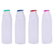 Kit 4 Garrafa de Agua Para Geladeira 1,4 Litro Gelada 1400ml Alto Relevo Modelo Frutas Transparente Cozinha Arcaplast