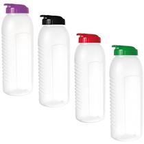Kit 4 Garrafa de Agua Para Geladeira 1,6 Litros Graduada Gelada 1600ml Cozinha Água 1,6l Transparente ou Colorida Lummar