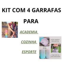 Kit 4 Garrafa De Água Squeeze Motivacional Com Adesivo