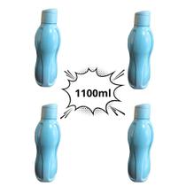 Kit 4 Garrafa Squeeze Garrafinha de Água 1100ml Plástica Academia Livre de BPA Estilo Tupperware ECO 1 Litro