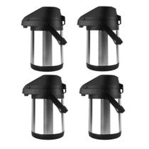 Kit 4 Garrafa Térmica 2,5l Aço Inox Hoteleira Para Hotel Escritório Café Quente